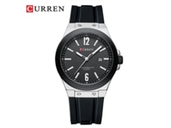 Reloj Deportivo Para Hombre Con Correa De Caucho, Calendario, Movimiento De Cuarzo Y Esfera Grande (correa Negra, Caja Plateada, Esfera Negra).
