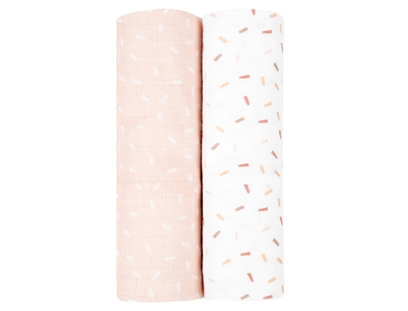 Set Pañal Muselina 2uds 80X80Cm Confeti Rosa KIKKA BOO