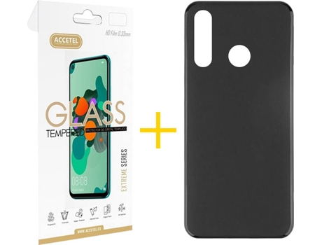 Kit Funda + Protector de Pantalla Huawei P40 Lite-E ACCETEL Cristal Templado 7424 Negro