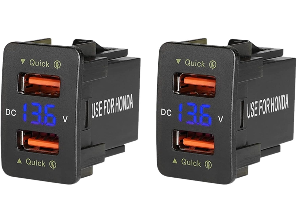 Cargador De Coche Doble Usb Qc3.0 De 36 W Con Protección Impermeable Y Voltaje Azul Para Teléfono Móvil (2 Unidades)