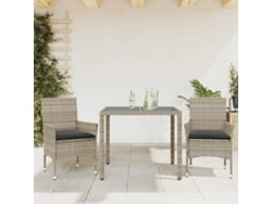 Juego de comedor de jardín con cojines de cristal gris claro y perla, Dkd Home Decor