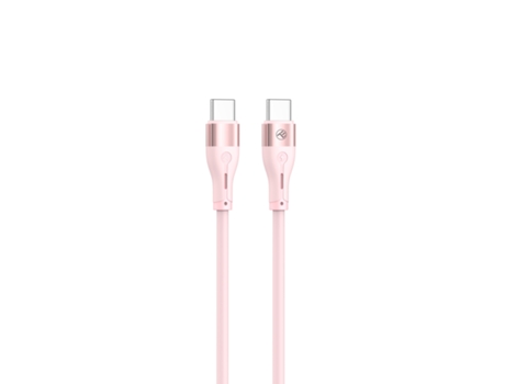 Cable de Datos de Silicona TELLUR Tipo-C a Tipo-C 3A PD60W 1m rosa