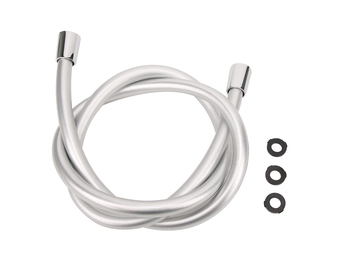 Canal de ducha flexible de PVC G1/2 pulg. 1,5 m portátil plateado