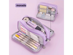Estuche/bolsa para lápices grande y bonito (morado), estilo coreano, bonito accesorio para la vuelta al cole, material escolar de tela.