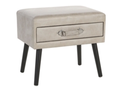 Mesita de noche BELIANI Eurostar de Piel sintética Beige 50x35x46