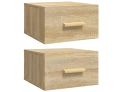 Juego de 2 mesitas de noche de pared MAISON EXCLUSIVE, color roble Sonoma (35 x 35 x 20 cm)