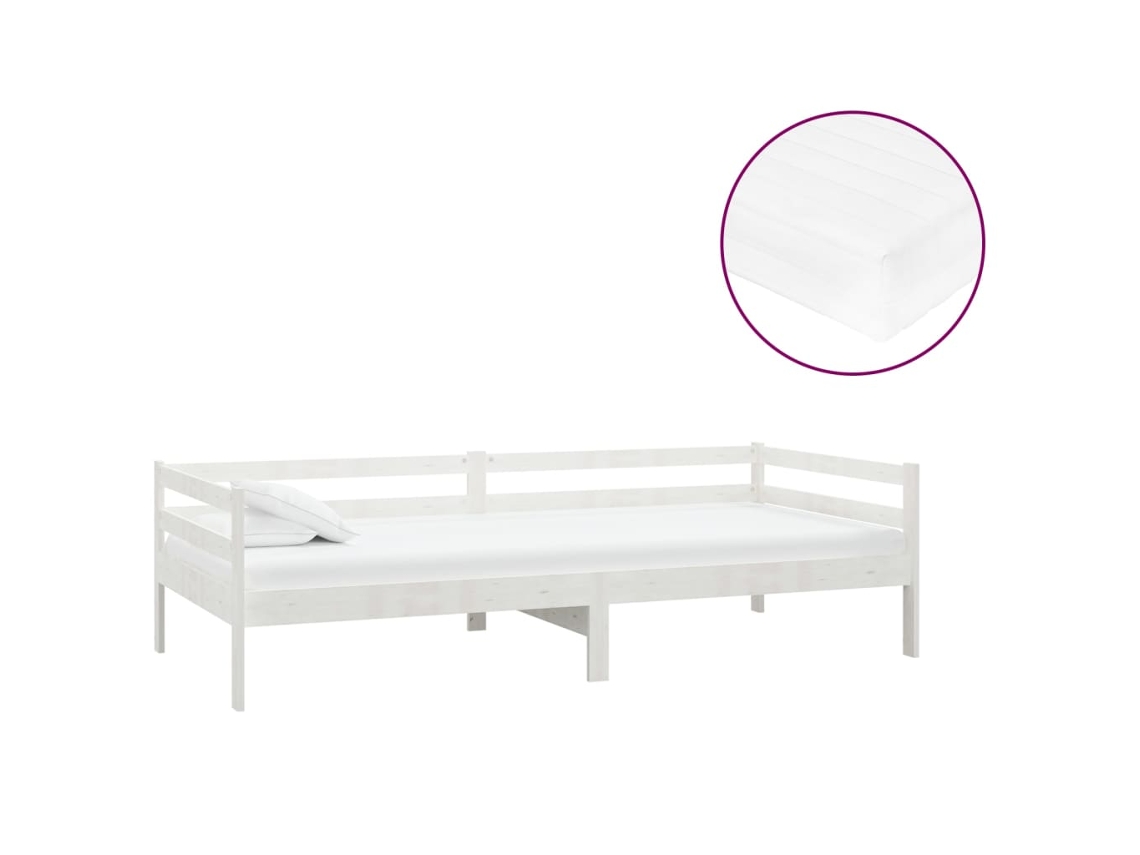 Maison Exclusive - Sofá Cama Con Colchón Madera De Pino Maciza Blanco 90x200 Cm