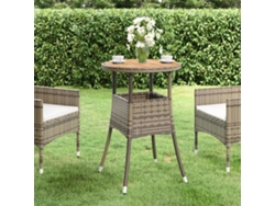 Mesa de jardín de madera de acacia y mimbre gris, Ø60 x 75 cm, DKD HOME DECOR