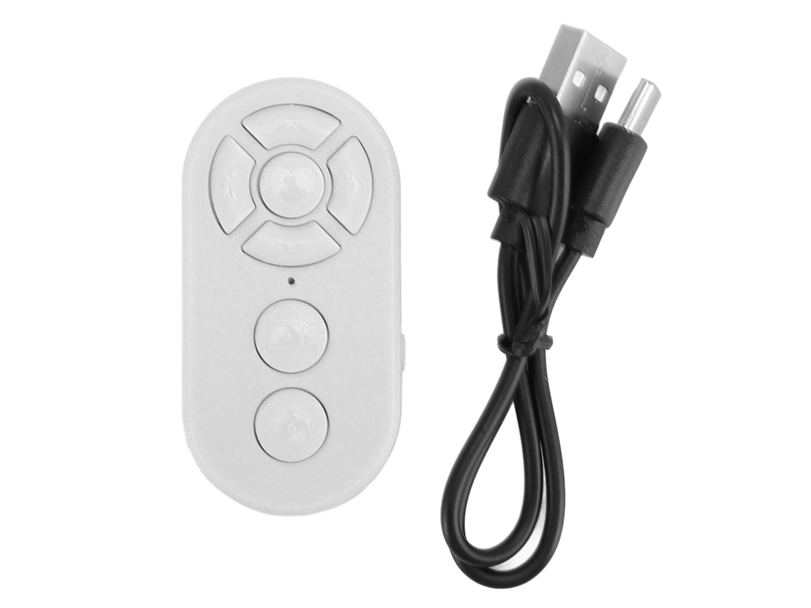 Control Remoto Bluetooth Para Desplazamiento De Páginas, Obturador De Cámara Y Grabación De Video Para Android - Blanco