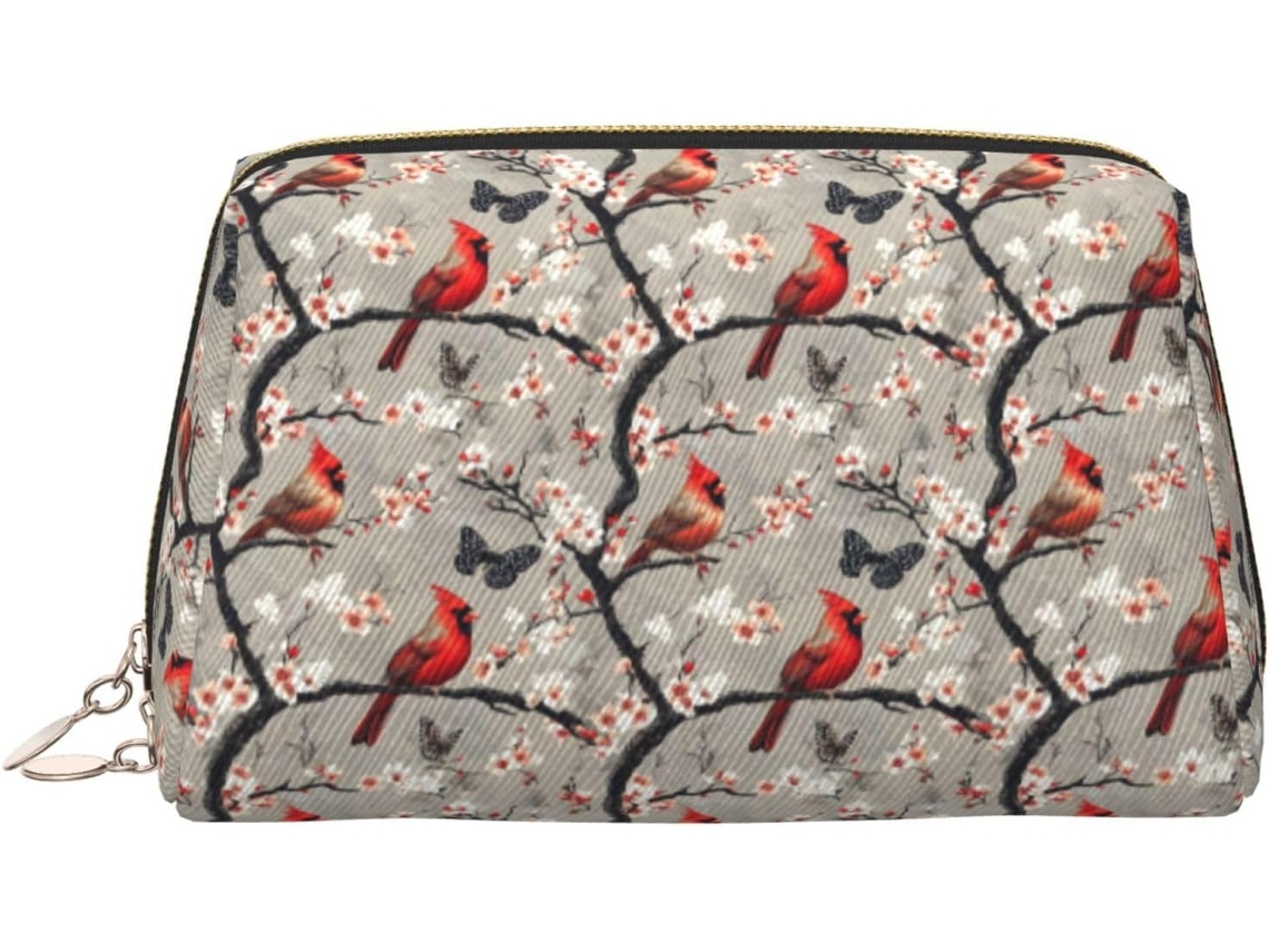 Neceser de maquillaje para mujer con estampado de mariposas rojas | Sin marca