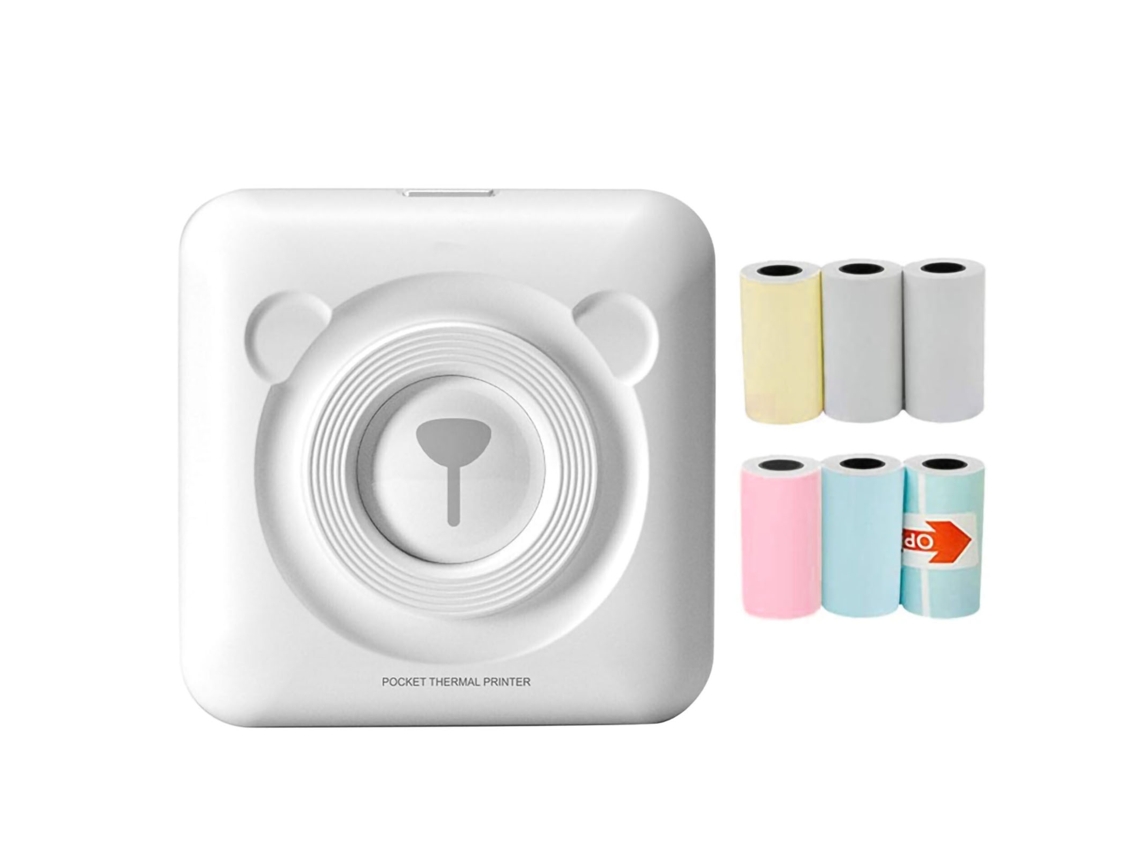 Mini Impresora Térmica Portátil Bluetooth Con Bolsillo Adhesivo Para Fotos, Notas Y Planes De Trabajo En Papel.