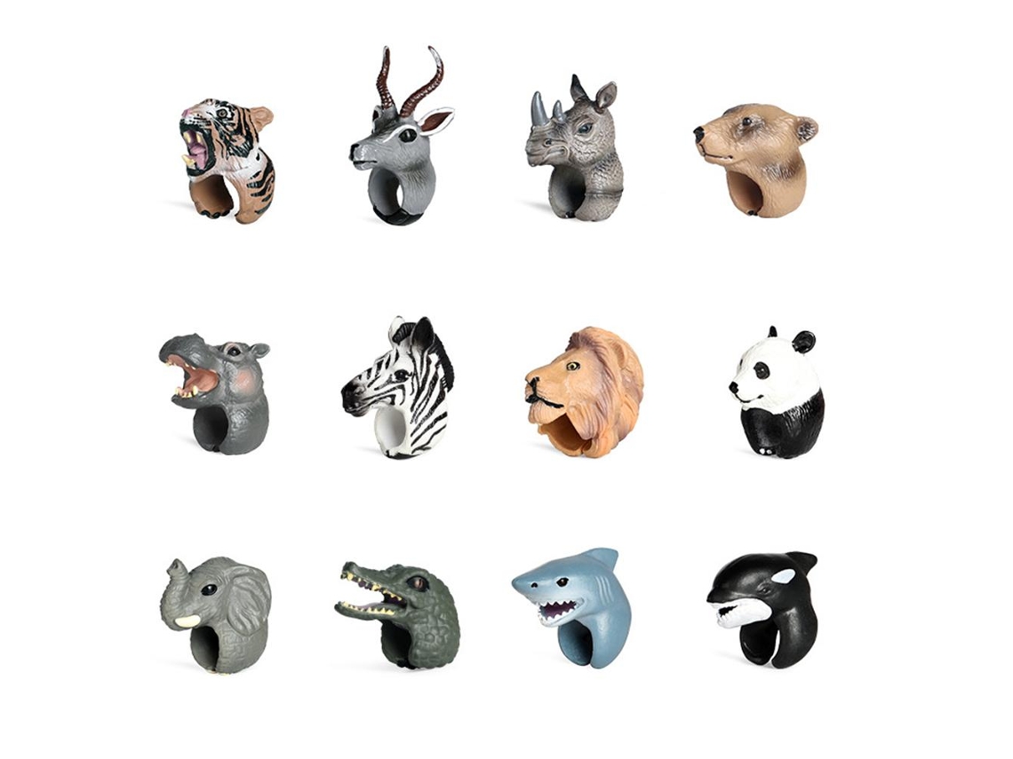 Rebe-bonecos De Dedo Animales Salvajes 3d Elefante Panda Tigre Juguetes Educativos Anillos De Marionetas Infantiles
