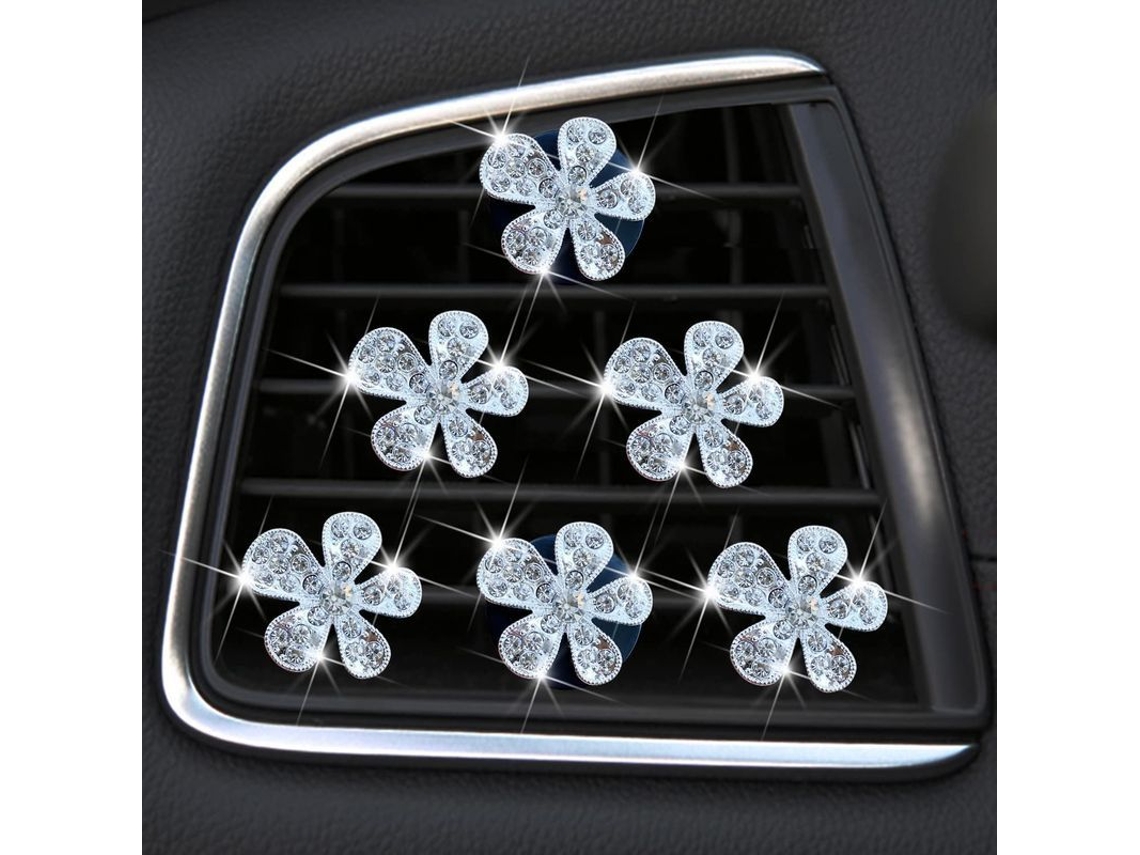 2026altiro-clips Para Ambientadores De Aire Acondicionado Con Forma De Flor Brillante, 6 Piezas De Ambientadores De Margaritas Con Diamantes De Imitación Para Coche