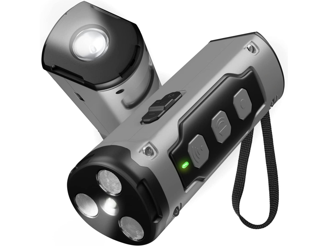 Repelente Ultrasónico Para Perros Callejeros (dispositivo Antiladridos) Con Linterna Led, Czhhmart Gris