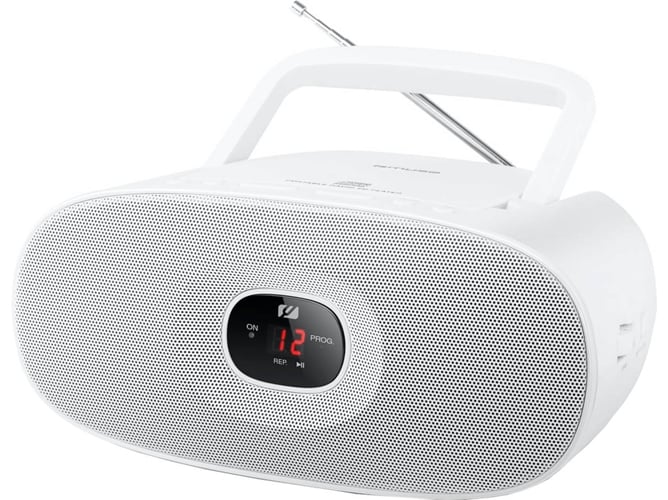 Radio Boombox c/ Lector CD MUSE MD-202 RDW (Blanco - Analógico - FM/MW - Pilas y Corriente)
