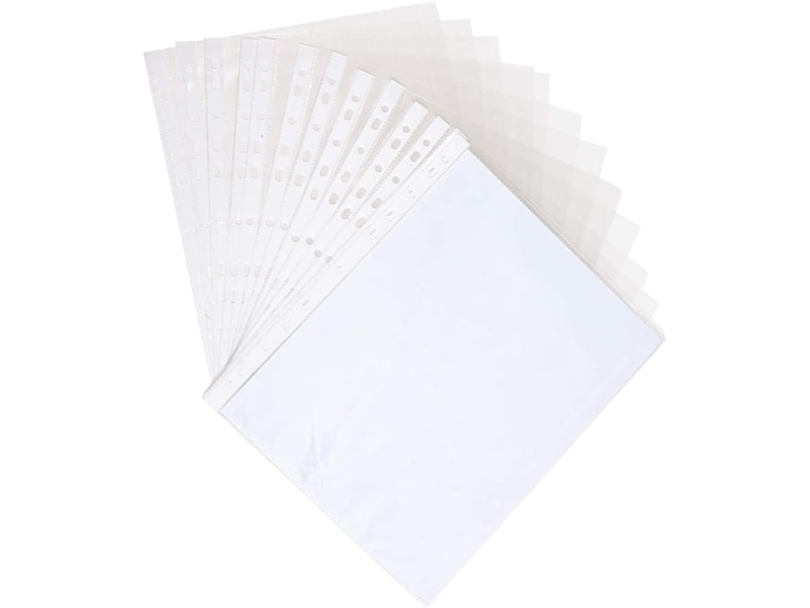 200 Piezas De Bolsillos Perforados Transparentes Para Carpetas, Calidad De Archivo, Adecuados Para