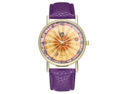 Reloj De Cuarzo Unisex Con Correa De Cuero Pu Dial Números Romanos Morado Zhoulianfa