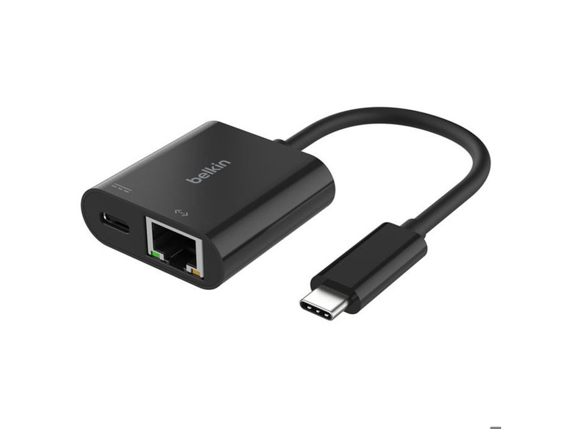 Adaptador de carga USB-C a Ethernet Gigabit Ethernet de 100 W y 10/100/1000 Mbits de Belkin Connect