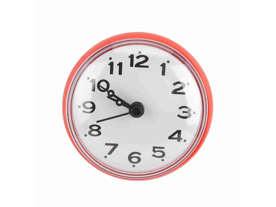 Reloj de baño impermeable Baok con ventosa para pared, ventana, espejo, accesorios de baño y ducha - Rojo