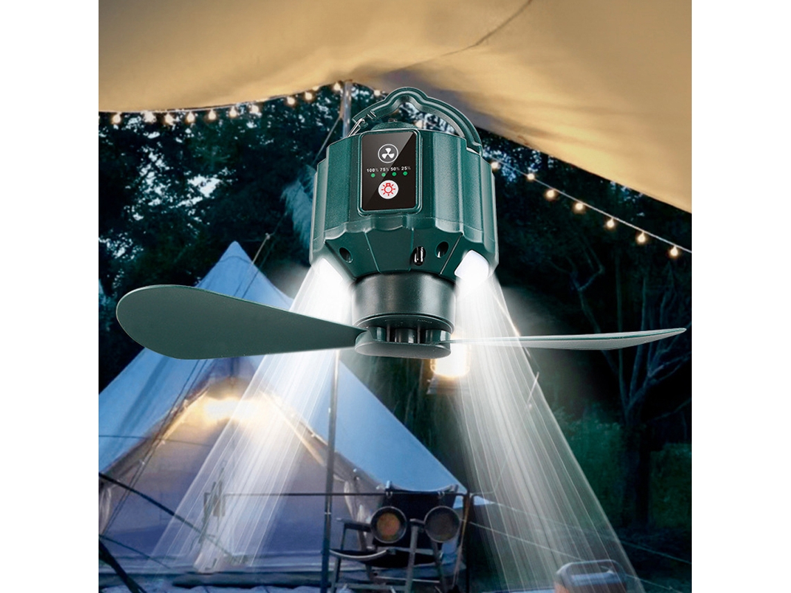 Ventilador De Techo Usb Recargable Con Control Remoto Para Camping, Senderismo Y Dormitorio - Multifuncional Con Luz
