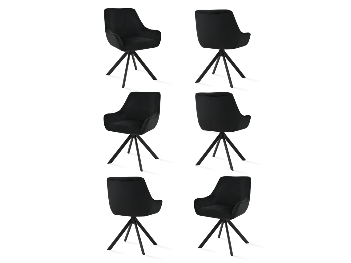 Sillas De Comedor Goeurvant 1178(pack De 6, Negro, Terciopelo)