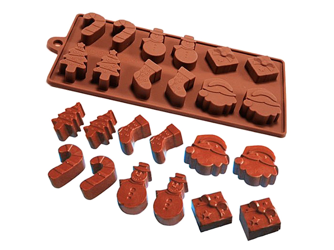 Molde De Silicona Antiadherente Navideño Para Chocolate, Pasteles, Galletas, Horno, Microondas Y Congelador.