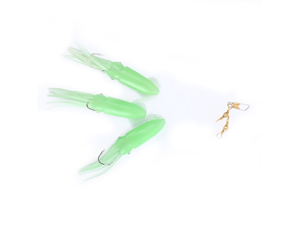 Señuelo Artificial Biónico Con Forma De Calamar, Flexible, Señuelo De Pesca Verde Luminoso, 14,5 Cm, Accesorio De Pesca