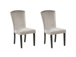 Conjunto de 2 cadeiras elegantes para sala de jantar BELIANI Piseco de Veludo Cinzento 48x62x97