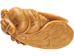 Elegante Delicada Estatua Cigarra Tallada Madera Adorno Decorativo Armario Oficina Escultura Artesanal Única