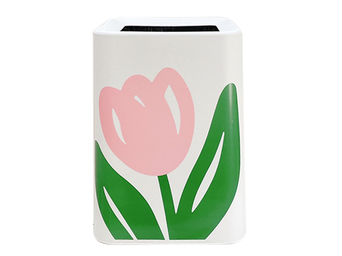 Hermoso cubo de basura floral para el hogar, moderno, de boca ancha, cuadrado, de gran tamaño para cocina, baño y dormitorio.