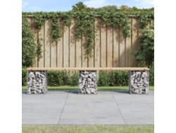 Banco De Jardín | Banco Exterior Diseño Gaviones Madera Maciza Pino 203x31x42 Cm