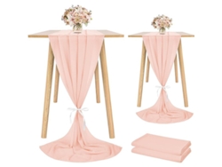 Rebe-runner De Mesa De Chiffon Rosa Claro Para Boda Romántica Transparente 2 Piezas