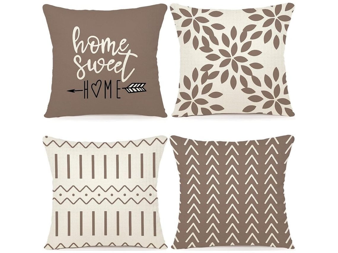 Juego De 4 Fundas De Almohada Decorativas De Lino De 50x50 Cm Para Sofá, Cama Y Jardín.