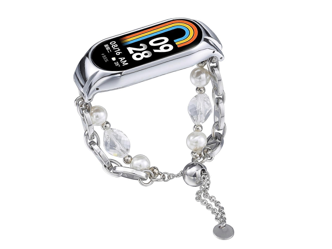 Pulsera de reloj de ónix con cuentas de cristal.