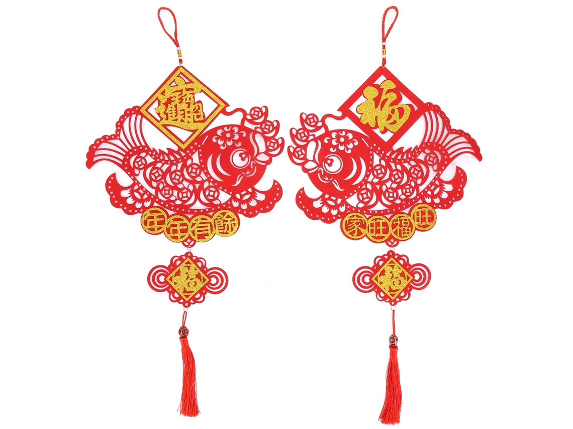 Colgante De Año Nuevo Chino Con El Carácter Fu, Decoración Festiva, Alta Calidad, Rojo Y Dorado.