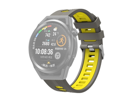 Correa de Silicona bicolor 20mm transpirable ajustable para Samsung Galaxy Watch 5 40mm/44mm/Watch 5 Pro 45mm - gris/amarillo
