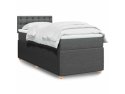 Cama Box Spring Con Colchón Tela Gris Oscuro 100x200 Cm