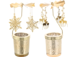 Juego De 2 Candelabros Giratorios De Metal Para Navidad, Portavelas Decorativos Para La Decoración Festiva De Mesa.