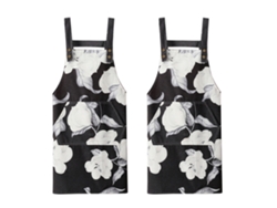 JILLIOPER Delantal floral para mujer 2 uds., impermeable de verano, para cocina y hogar, de lona, para cocinar y catering