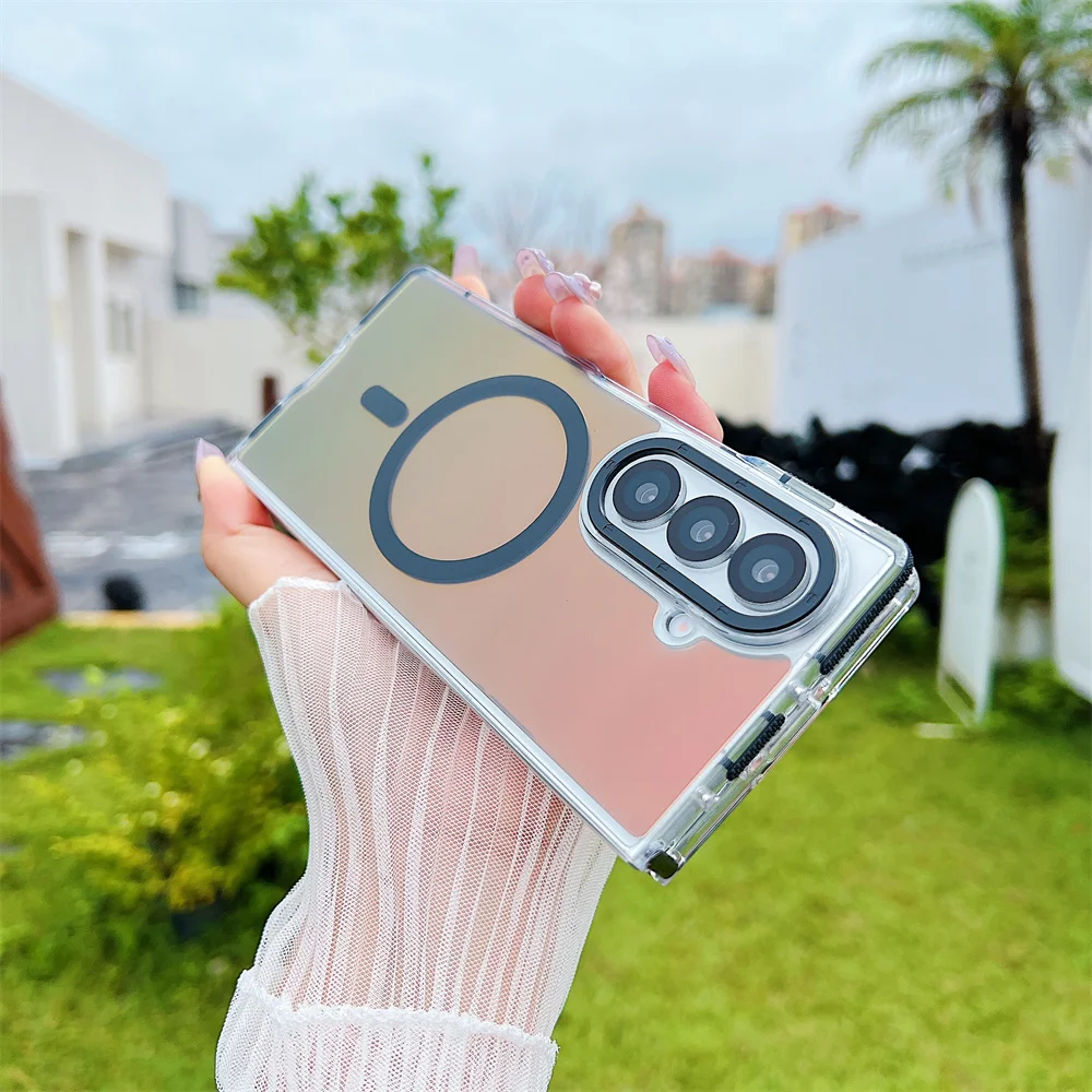 (samsung Z Fold 6, Negro) Funda Magnética A Prueba De Golpes Para Teléfono Samsung, Compatible Con Carga Inalámbrica.