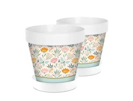 Pack De 2 Juegos De Maceta Y Plato Para Interior Y Exterior Fabricados En Pp 24 Cm Mariposas TIENDA EURASIA