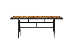Maison Exclusive - Mesa De Jardín Ratán Pe Y Acacia Maciza Negro 160x70x72 Cm