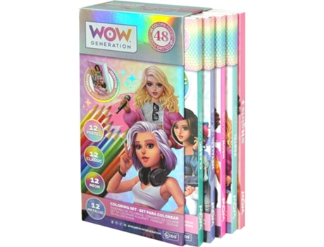 Lápis de Cor com Caderno Set 48 Rosawow Generation