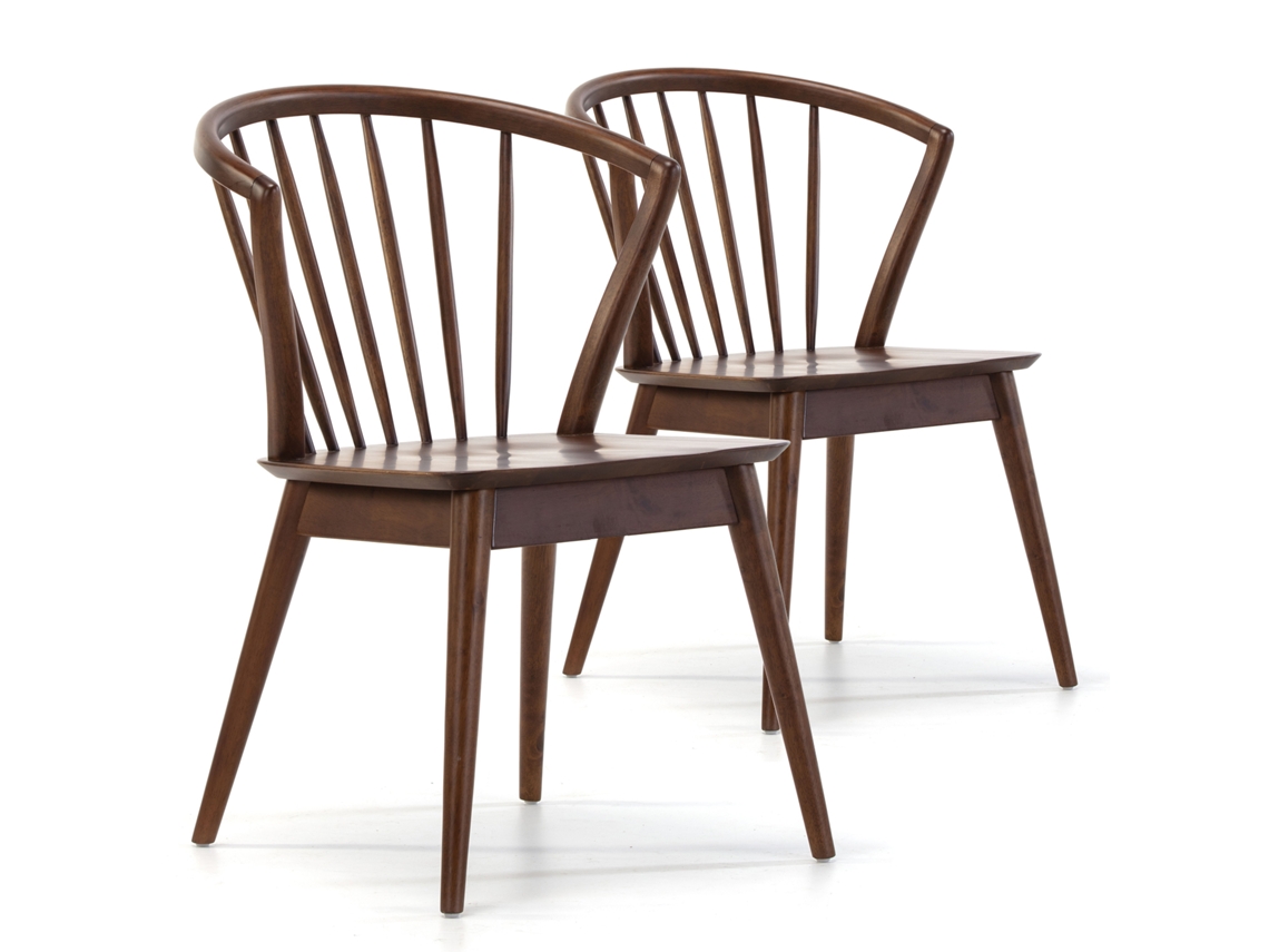 Conjunto de 2 Cadeiras Mura Cor Noz Madeira Sólida 55 X 58,5 X 84 Cm VS VENTA-STOCK