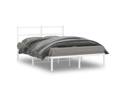Estructura Cama Sin Colchón Con Cabecero Metal Blanco 140x190cm
