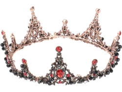 Corona De Mariée Baroque Rouge Y Negroe, Accessoire Cabello Élégant Pour Robe Mariage, Diadema