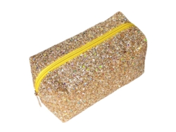 2026-bolsa De Maquillaje Glitter Bright Impermeable Con Cremallera Organizador De Viaje Tote (oro)