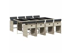 Maison Exclusive - Set Comedor De Jardín 9 Pzas Cojines Ratán Sintético Gris Claro