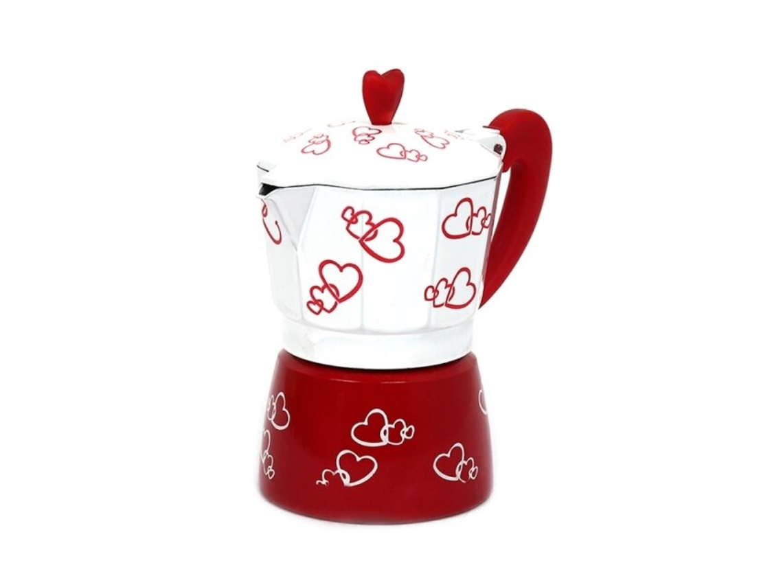 150 Ml De Cafeteira De Cafeteira De Coração Vermelho De Alumínio Moka Moka Pot Espresso Mocha Latte Percolator Filtro Cafetera Para Cozinha Café Vas