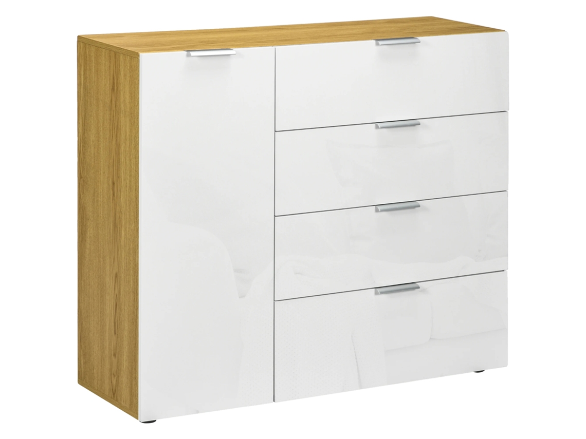 Mueble para salón, diseño moderno, amplio espacio de almacenamiento, blanco.